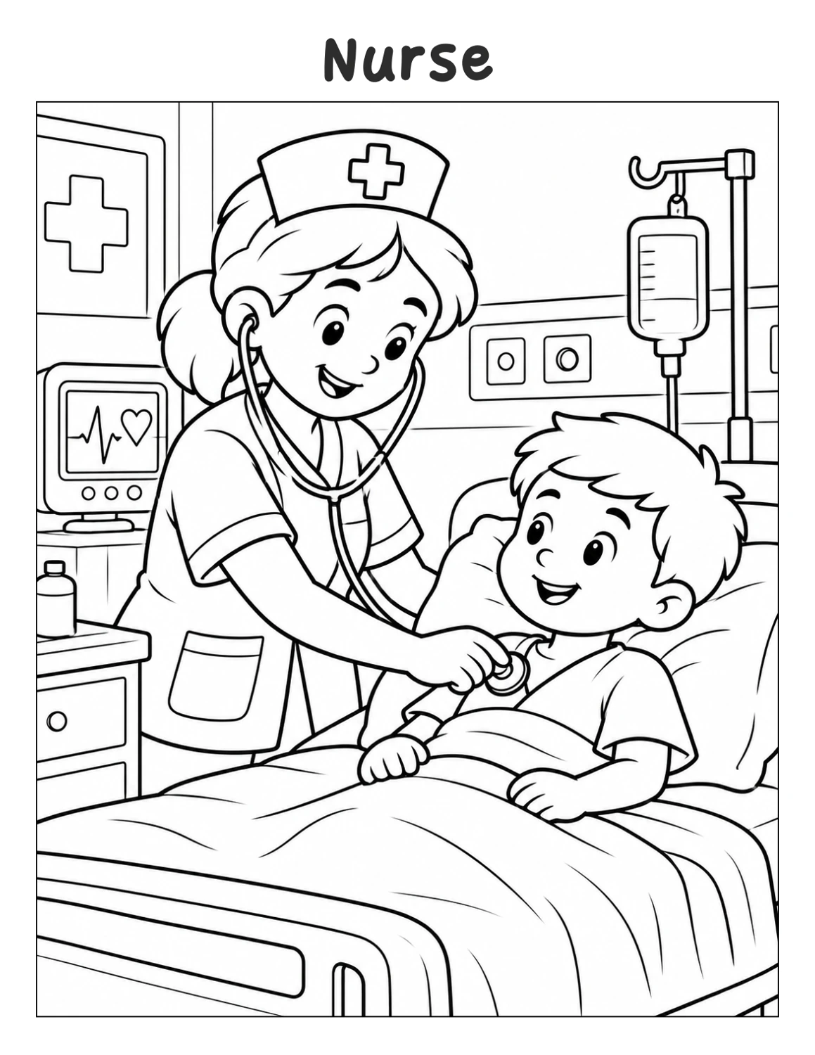 Nurse printable coloring page